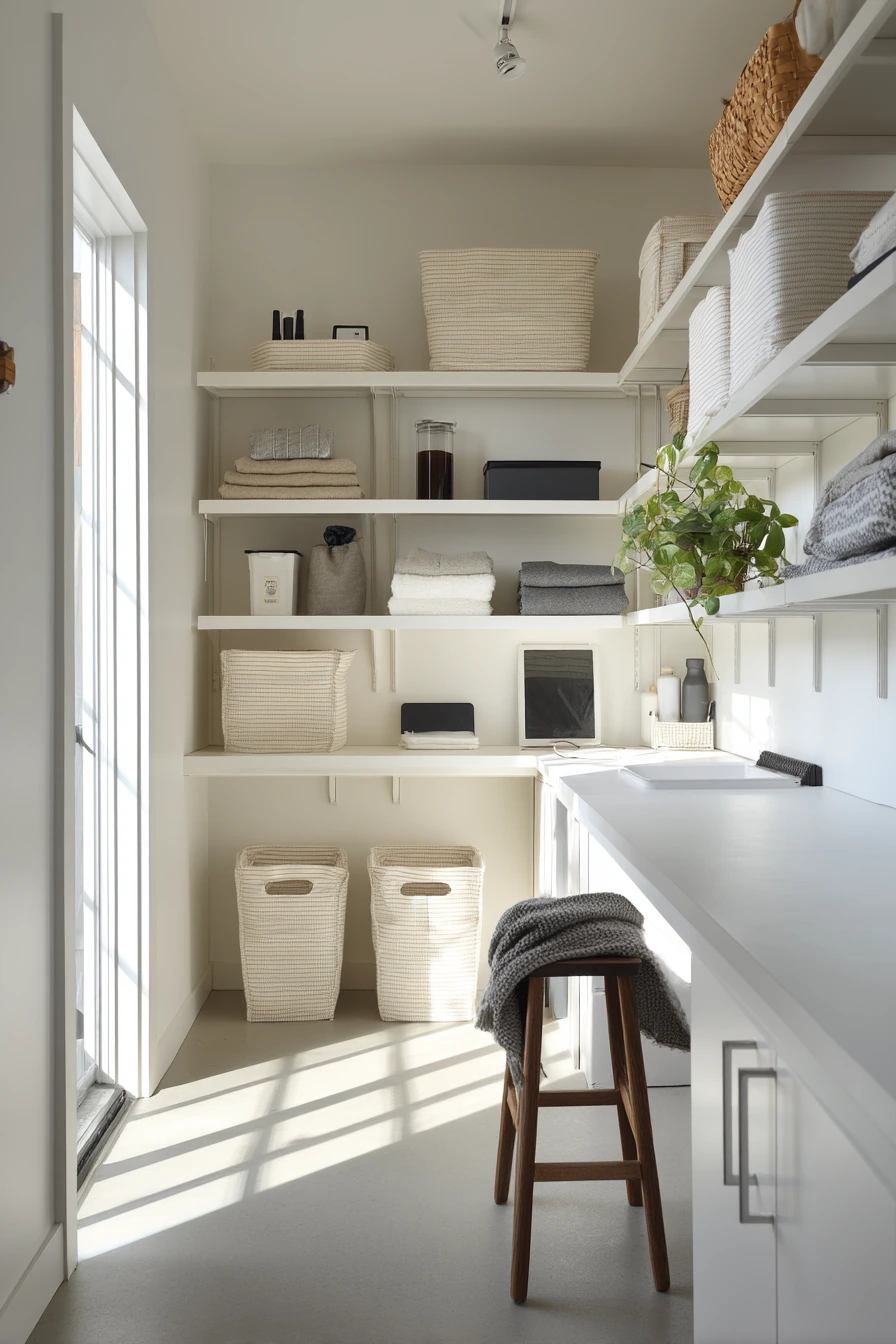 Clean Neutral Garage with Hidden Storage