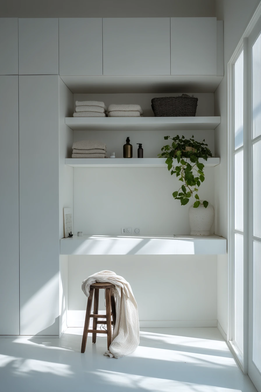 Clean Neutral Garage with Hidden Storage