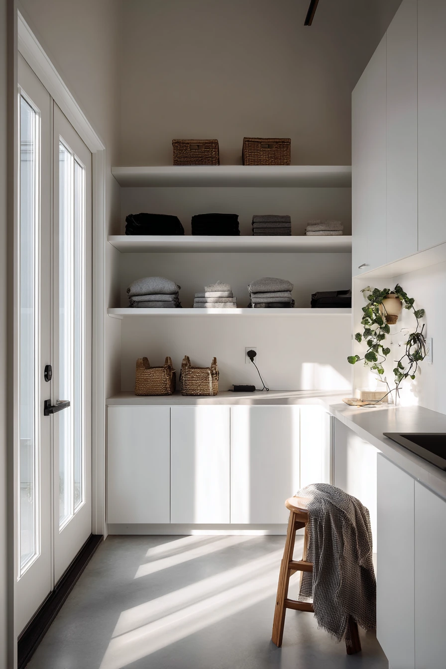 Clean Neutral Garage with Hidden Storage
