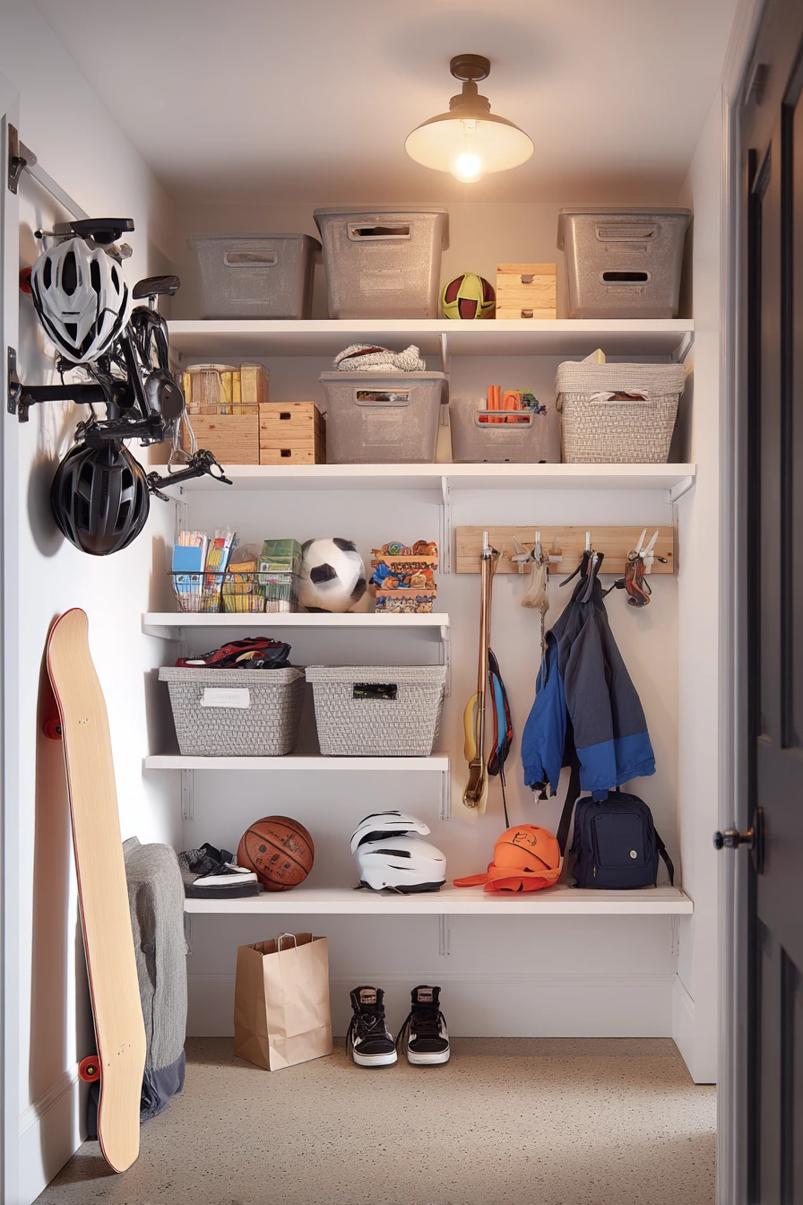Shared Garage for Bikes, Tools, and Kids Gear