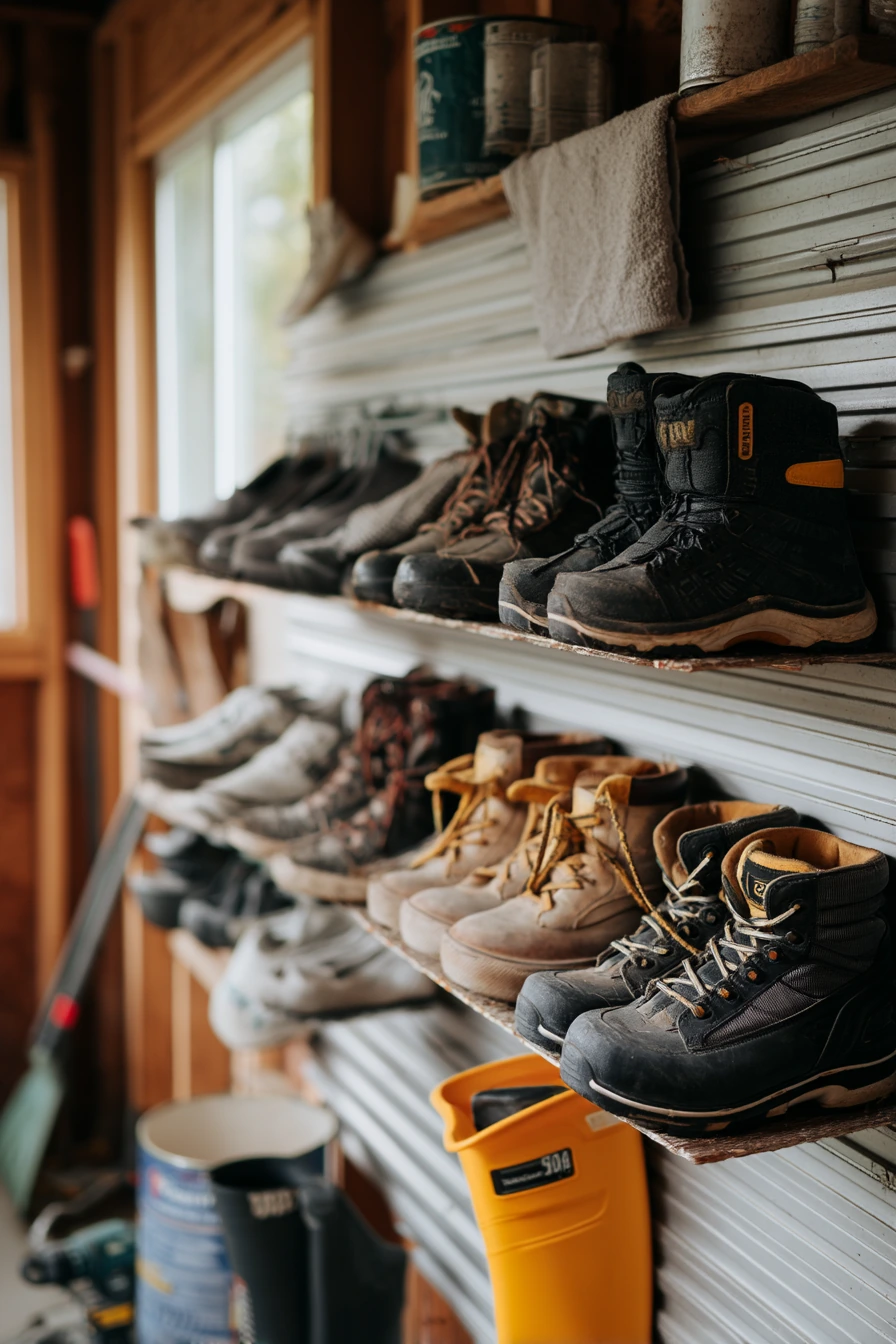 DIY slatwall shoe organization moment