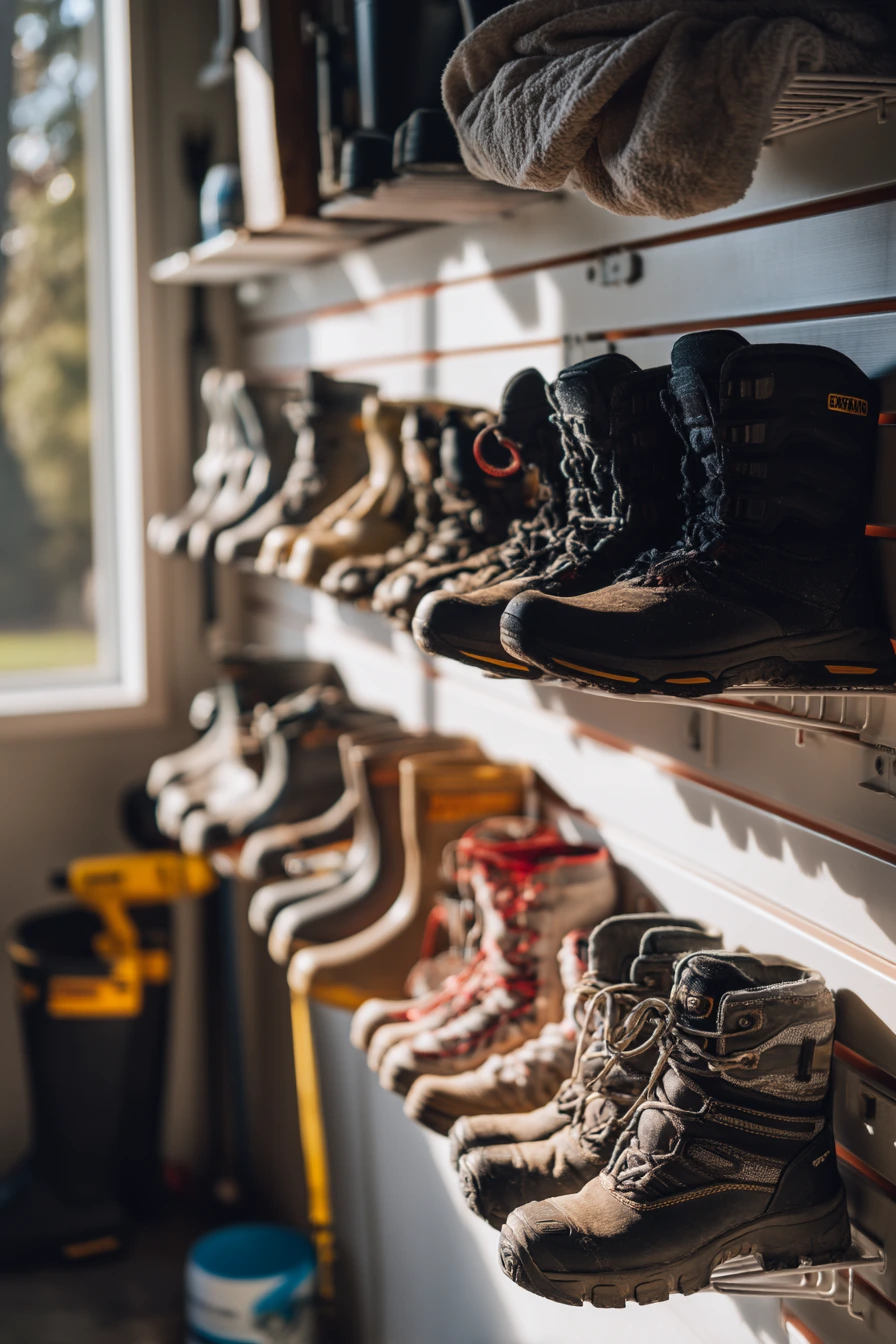 DIY slatwall shoe organization moment
