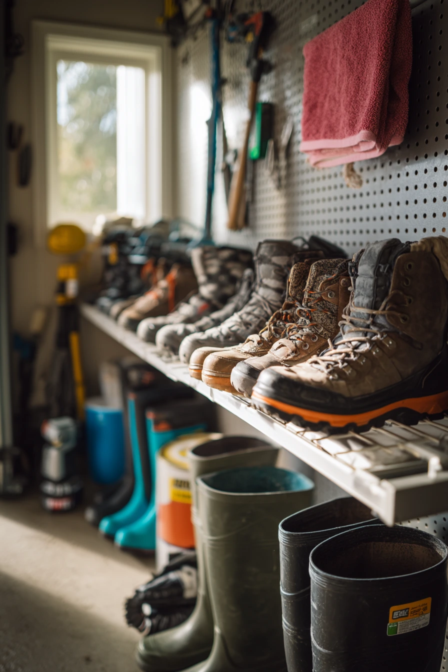 DIY slatwall shoe organization moment