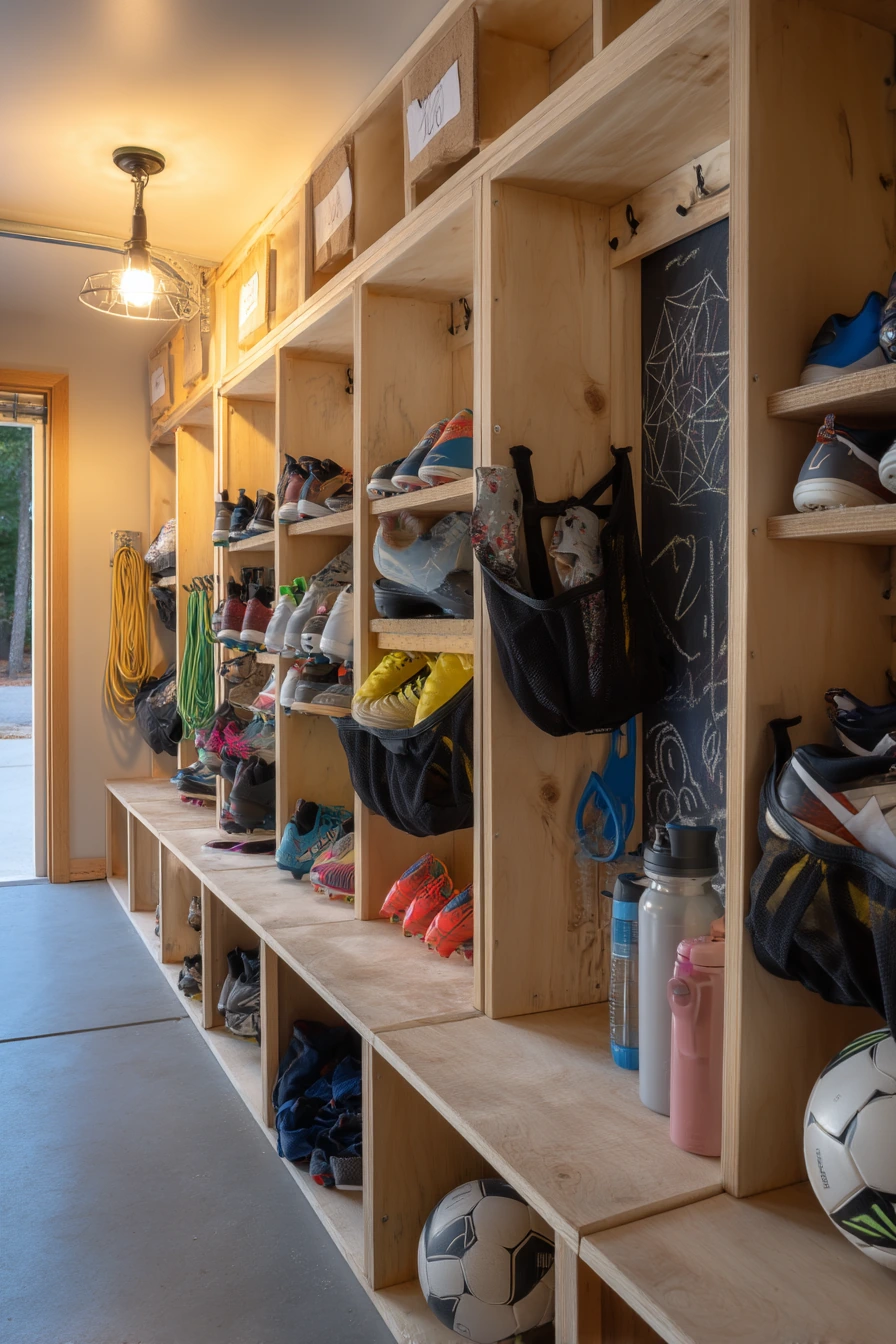 Busy sports family shoe wall