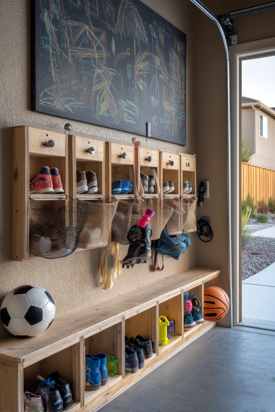 Busy sports family shoe wall