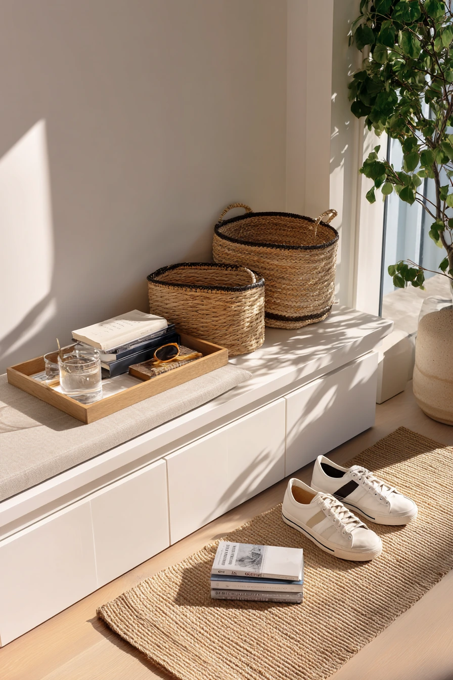 Stylish but practical entry garage vignette