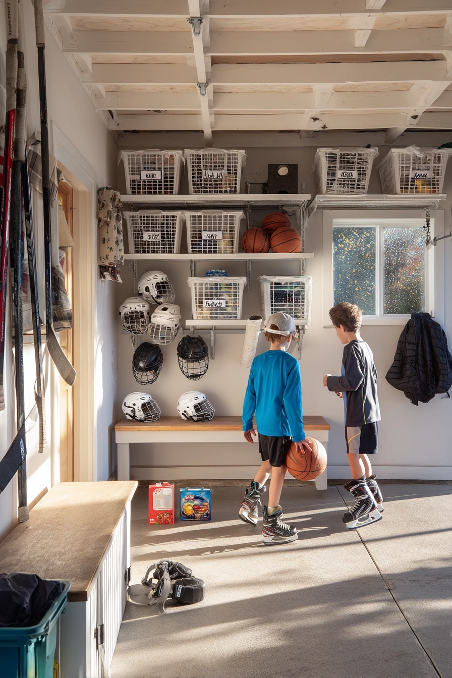 Seasonal sports gear zone for an active family