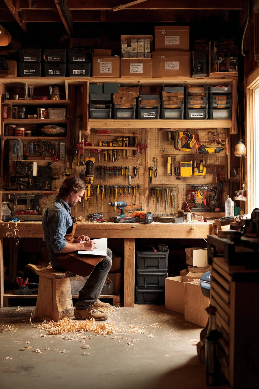 Tool wall and workbench for a weekend maker