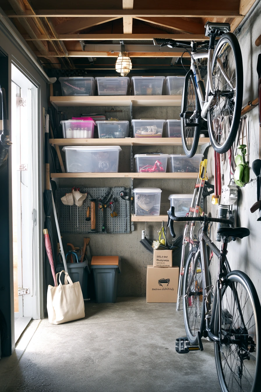 Small-space vertical storage for a cramped urban garage
