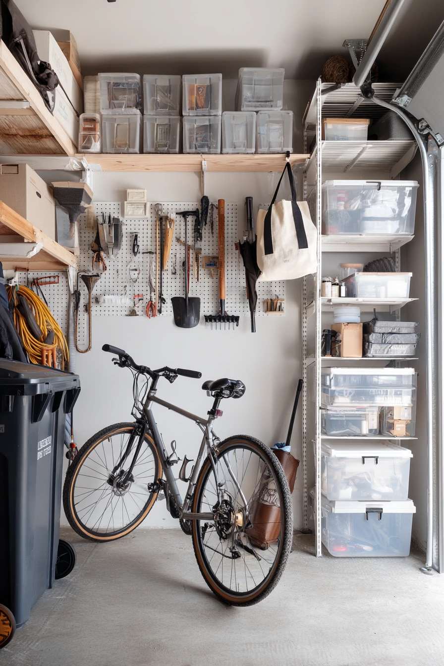 Small-space vertical storage for a cramped urban garage