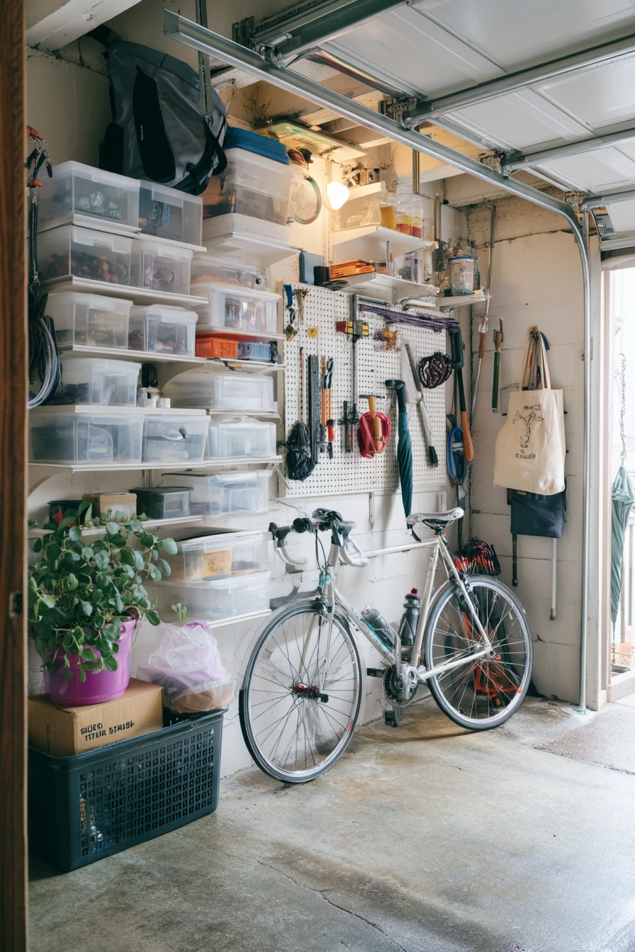 Small-space vertical storage for a cramped urban garage