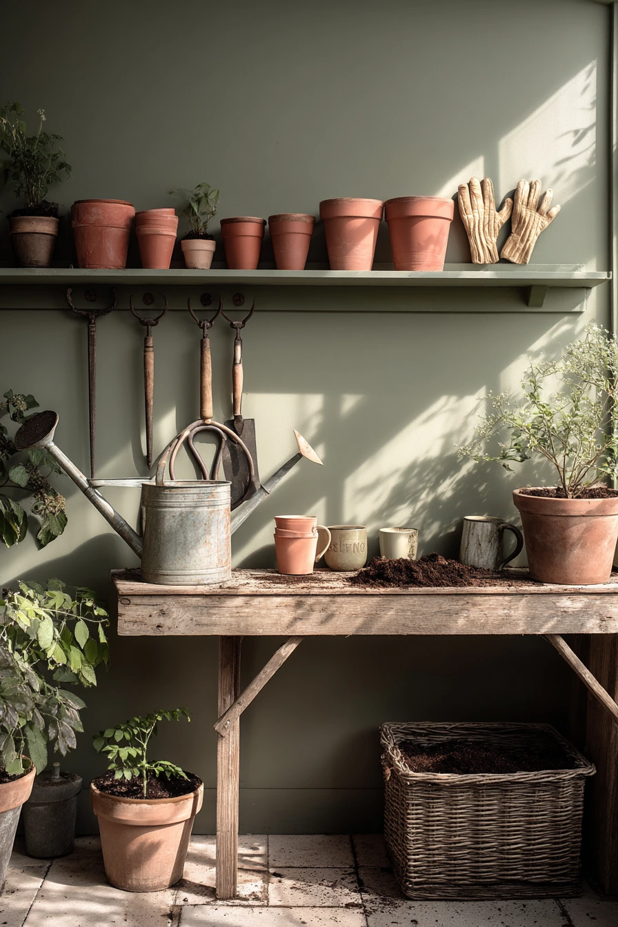 8. Olive Green Gardening Garage