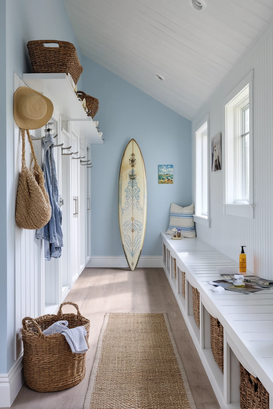 9. Pale Blue Coastal Utility Garage