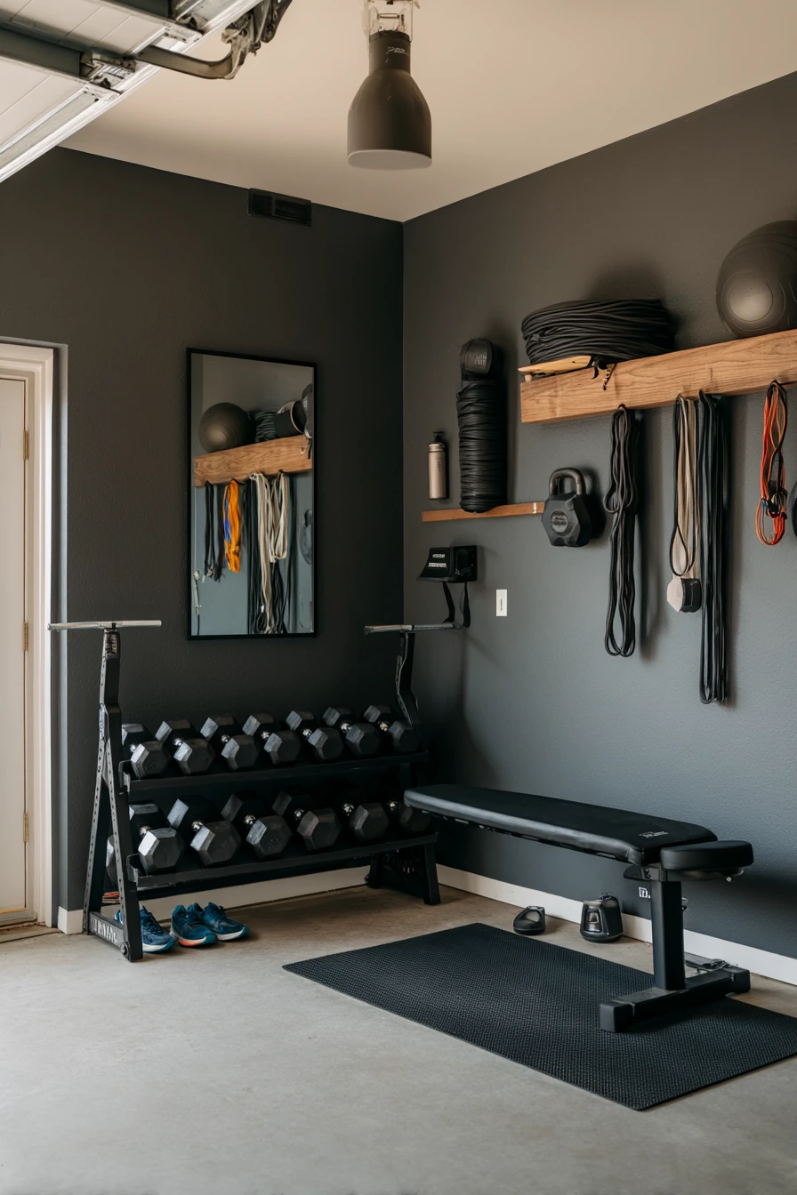 10. Black Accent Wall Gym Garage