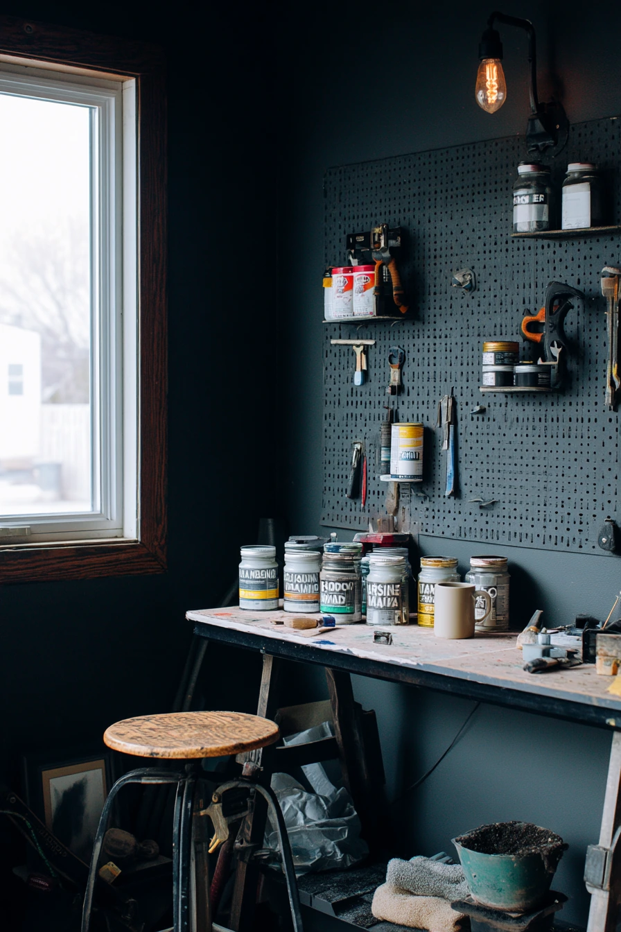 2. Deep Charcoal Workshop Wall