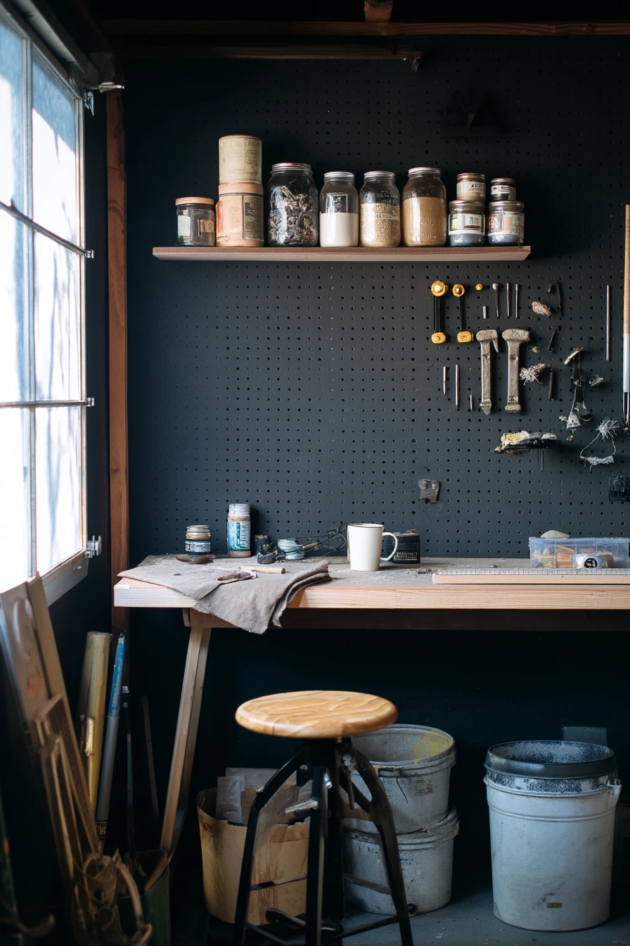 2. Deep Charcoal Workshop Wall