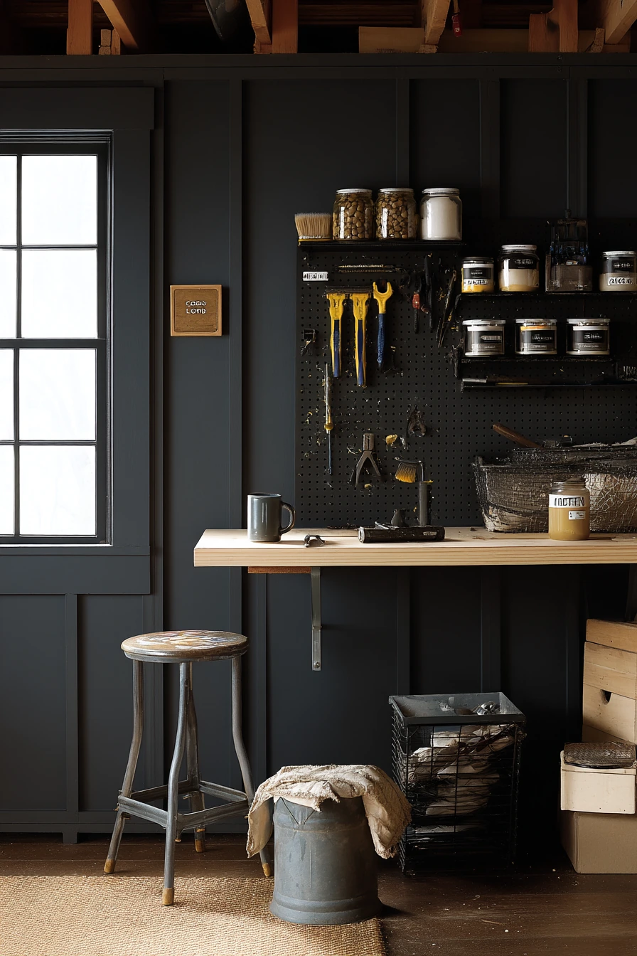 2. Deep Charcoal Workshop Wall