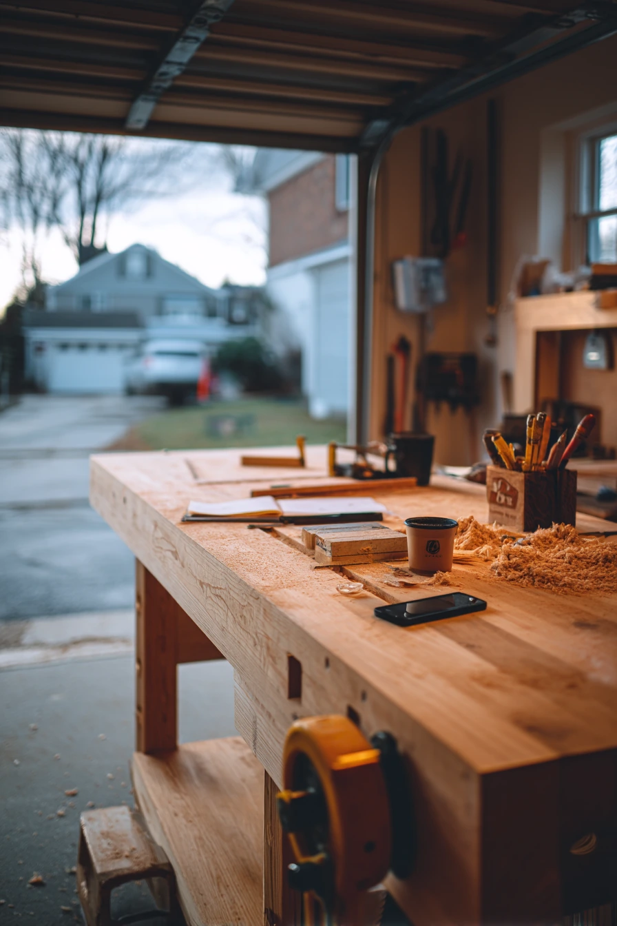 Weekend Woodworker Bench with Real Tools in Use