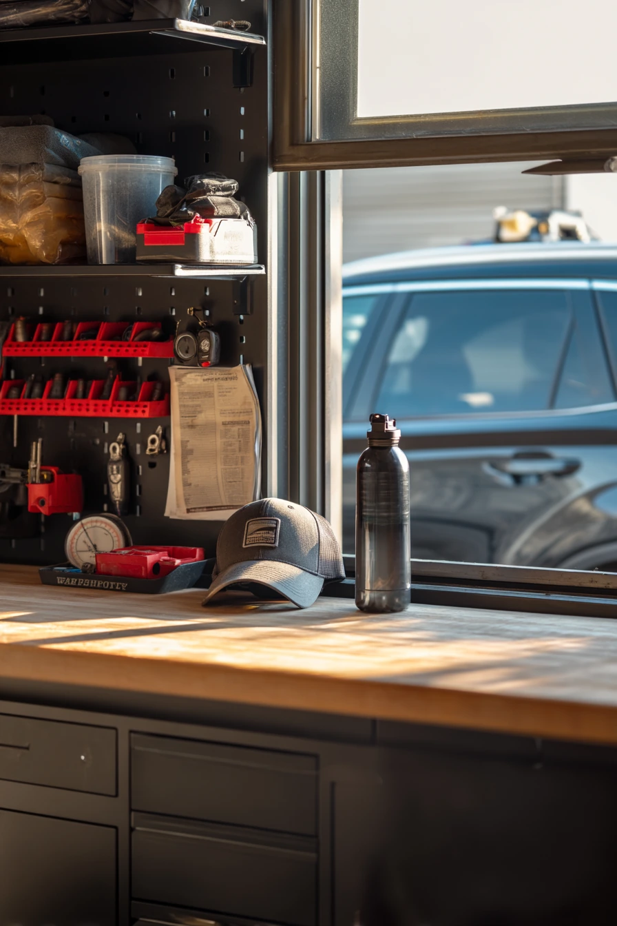 Clean Modern Garage Bench for a Car Enthusiast