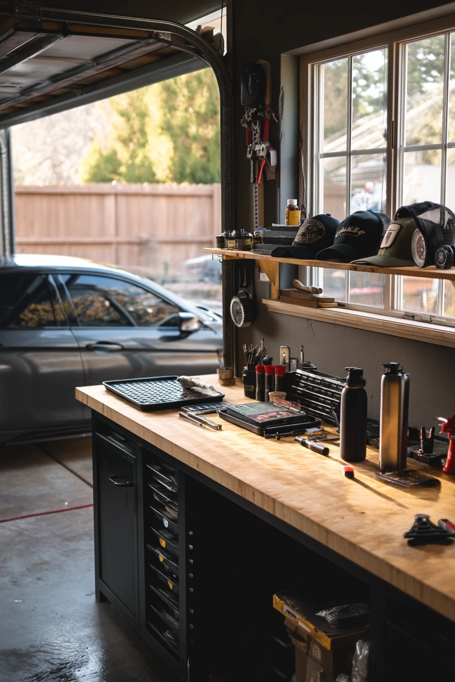 Clean Modern Garage Bench for a Car Enthusiast