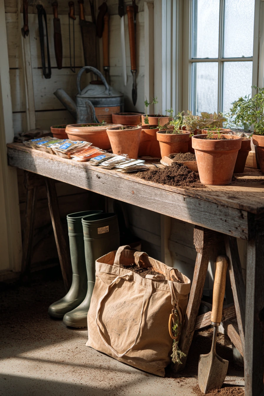 Gardener’s Potting Bench in the Garage