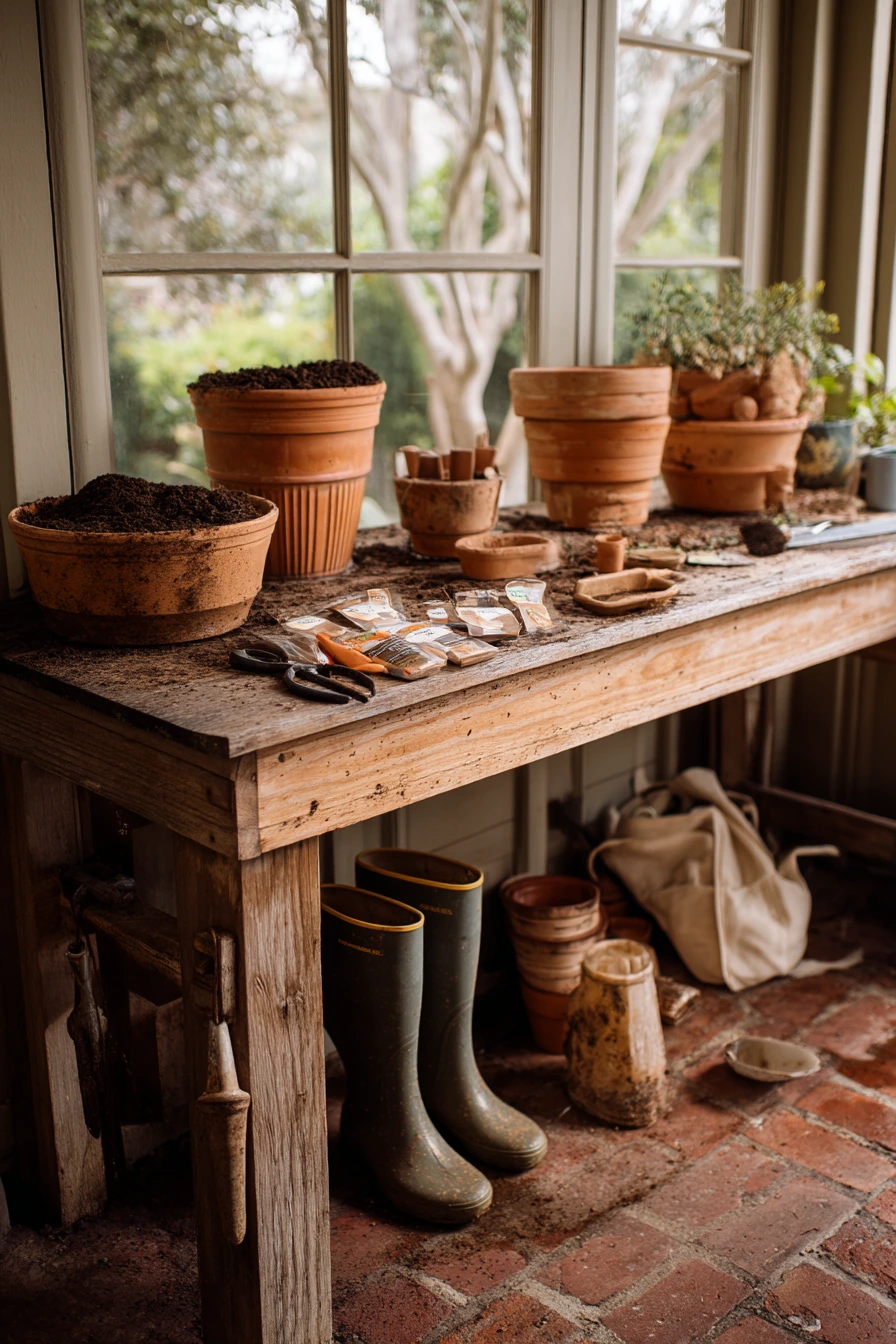 Gardener’s Potting Bench in the Garage
