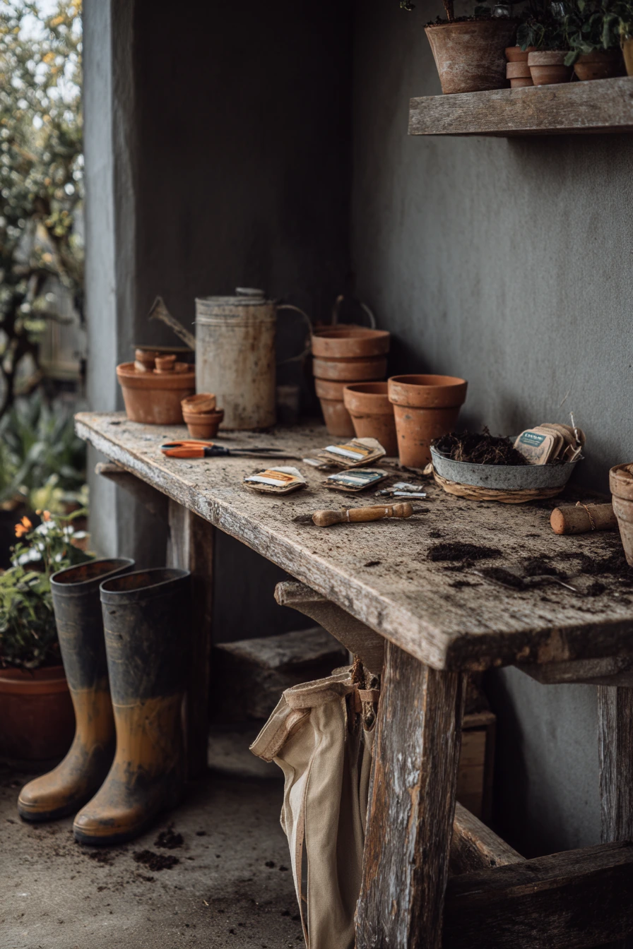 Gardener’s Potting Bench in the Garage