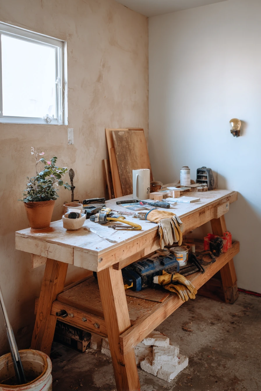 Budget-Friendly DIY Bench in a Renter Garage