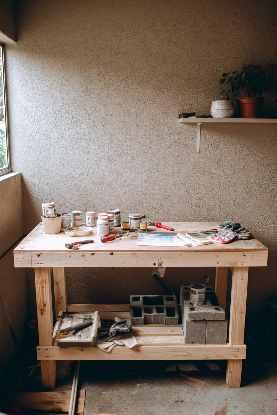 Budget-Friendly DIY Bench in a Renter Garage