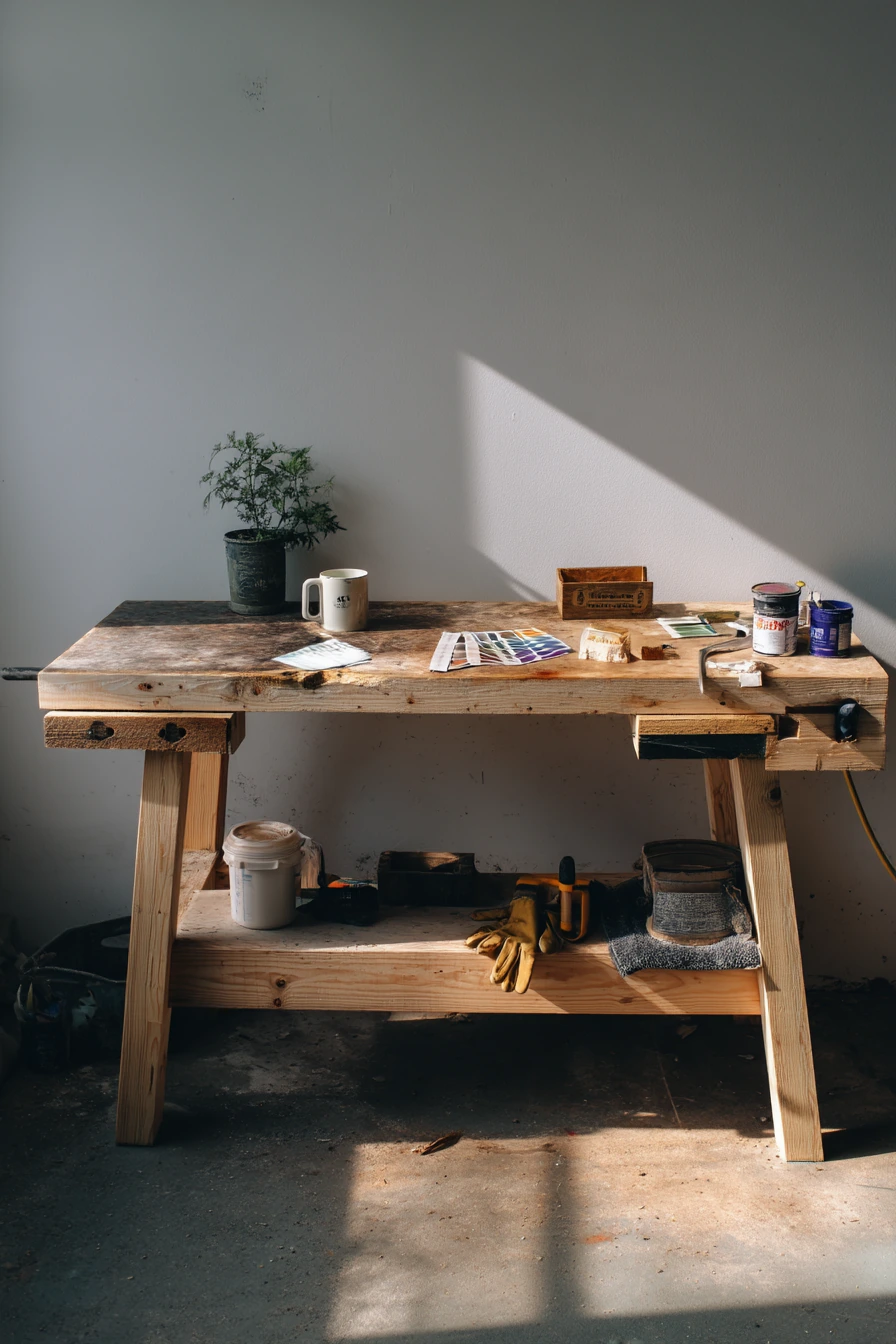 Budget-Friendly DIY Bench in a Renter Garage
