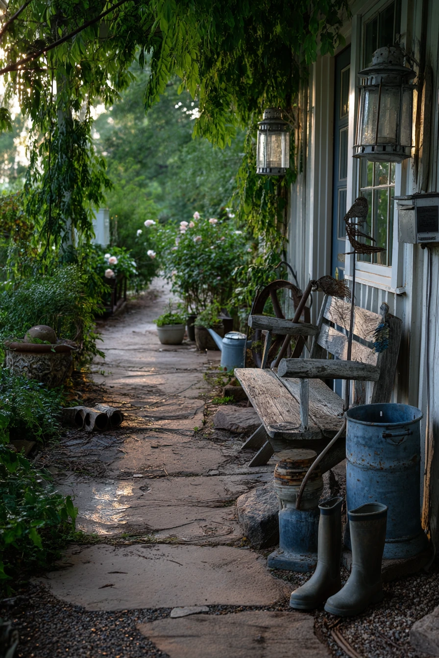 Rustic Farmhouse Entry Garden