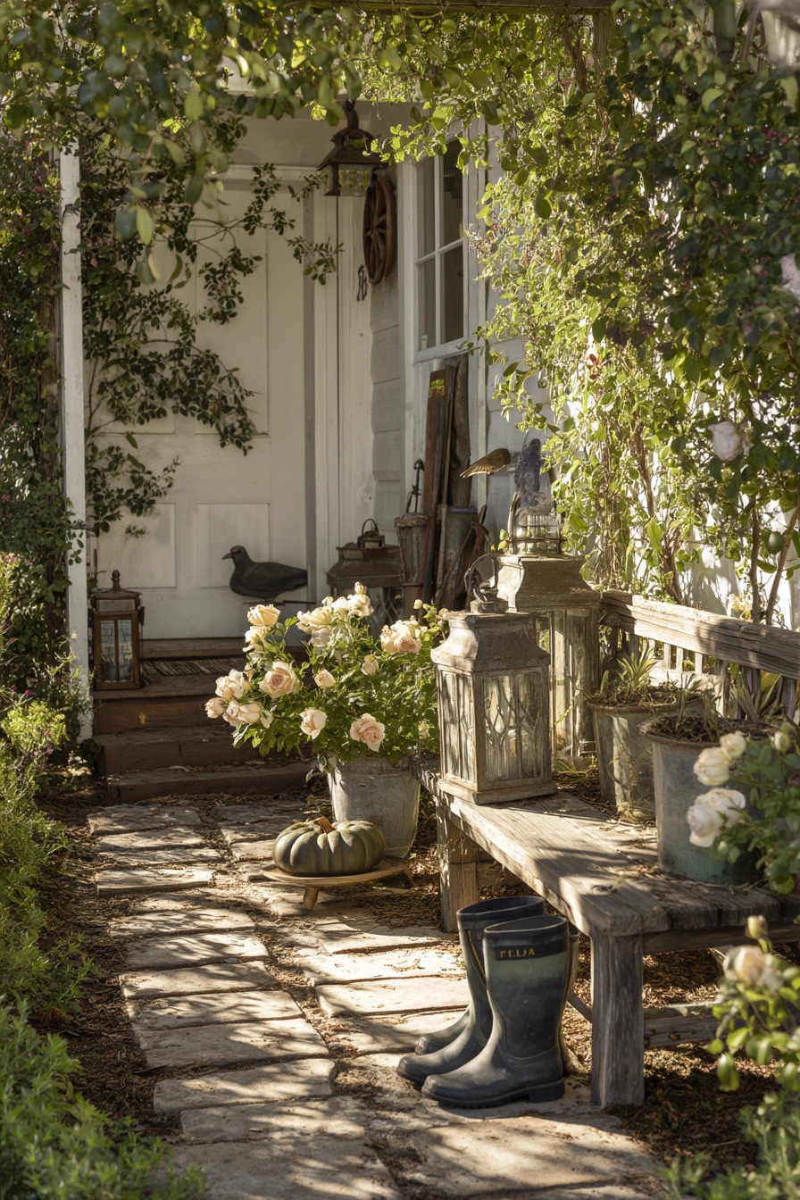 Rustic Farmhouse Entry Garden