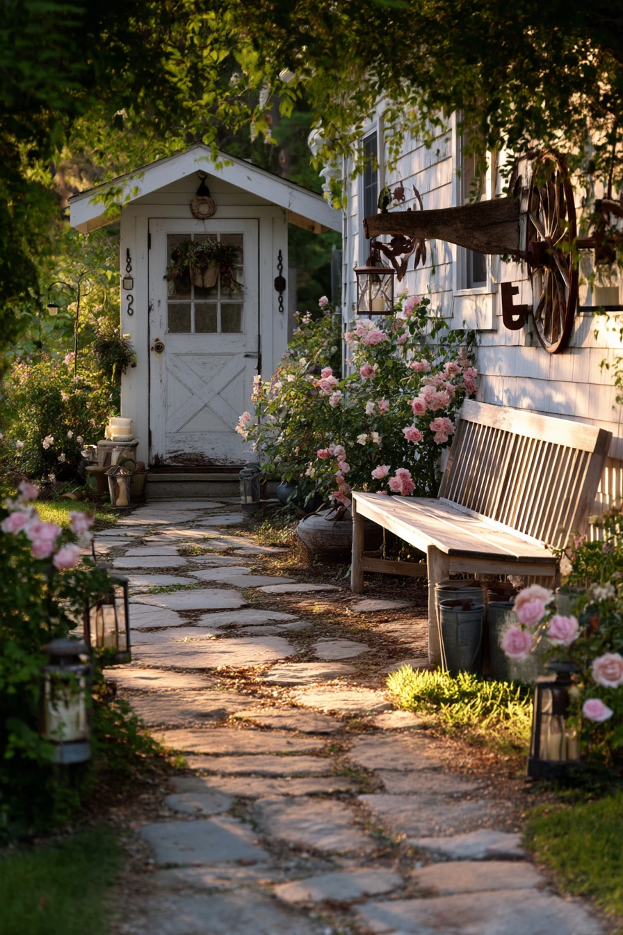 Rustic Farmhouse Entry Garden