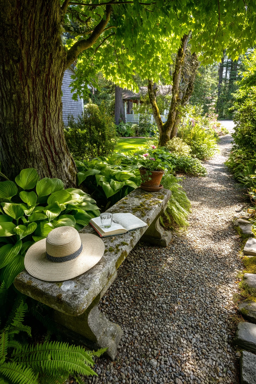Front Garden Bench Under the Maple