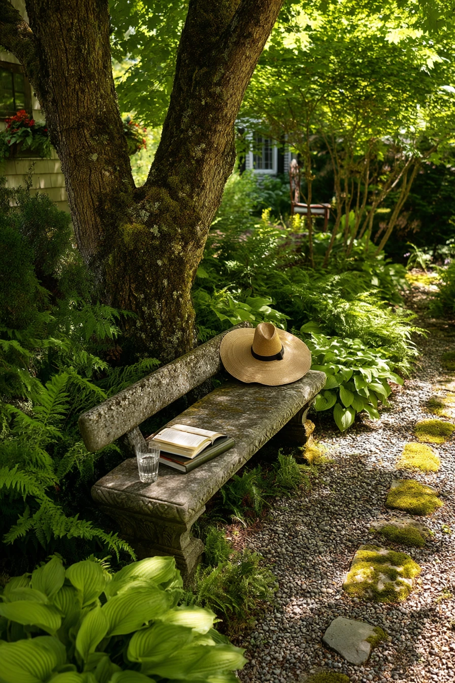 Front Garden Bench Under the Maple