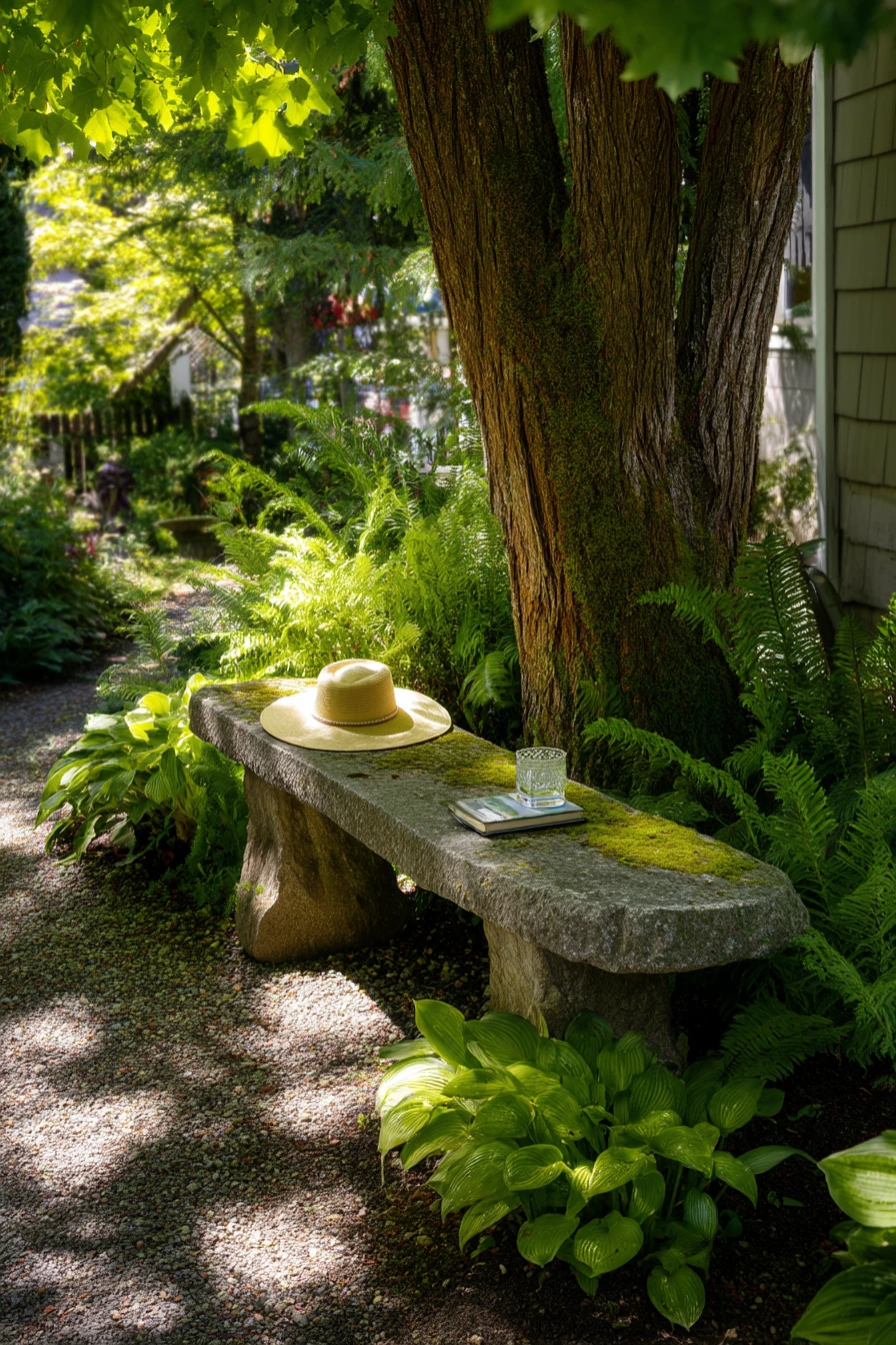 Front Garden Bench Under the Maple