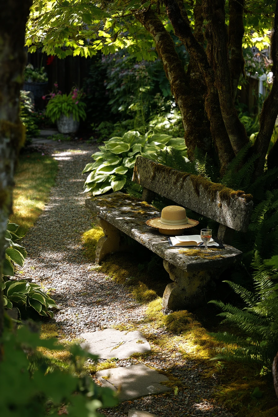 Front Garden Bench Under the Maple