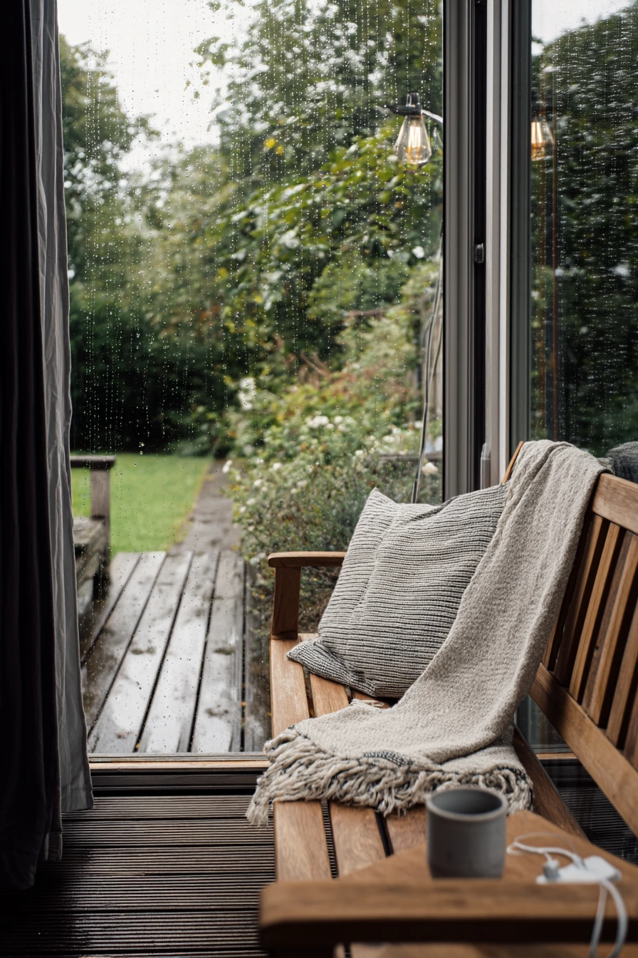 Rainy Day Bench on the Covered Patio