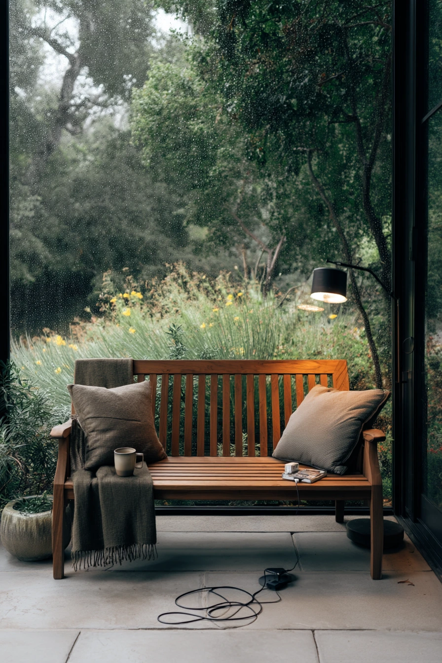 Rainy Day Bench on the Covered Patio