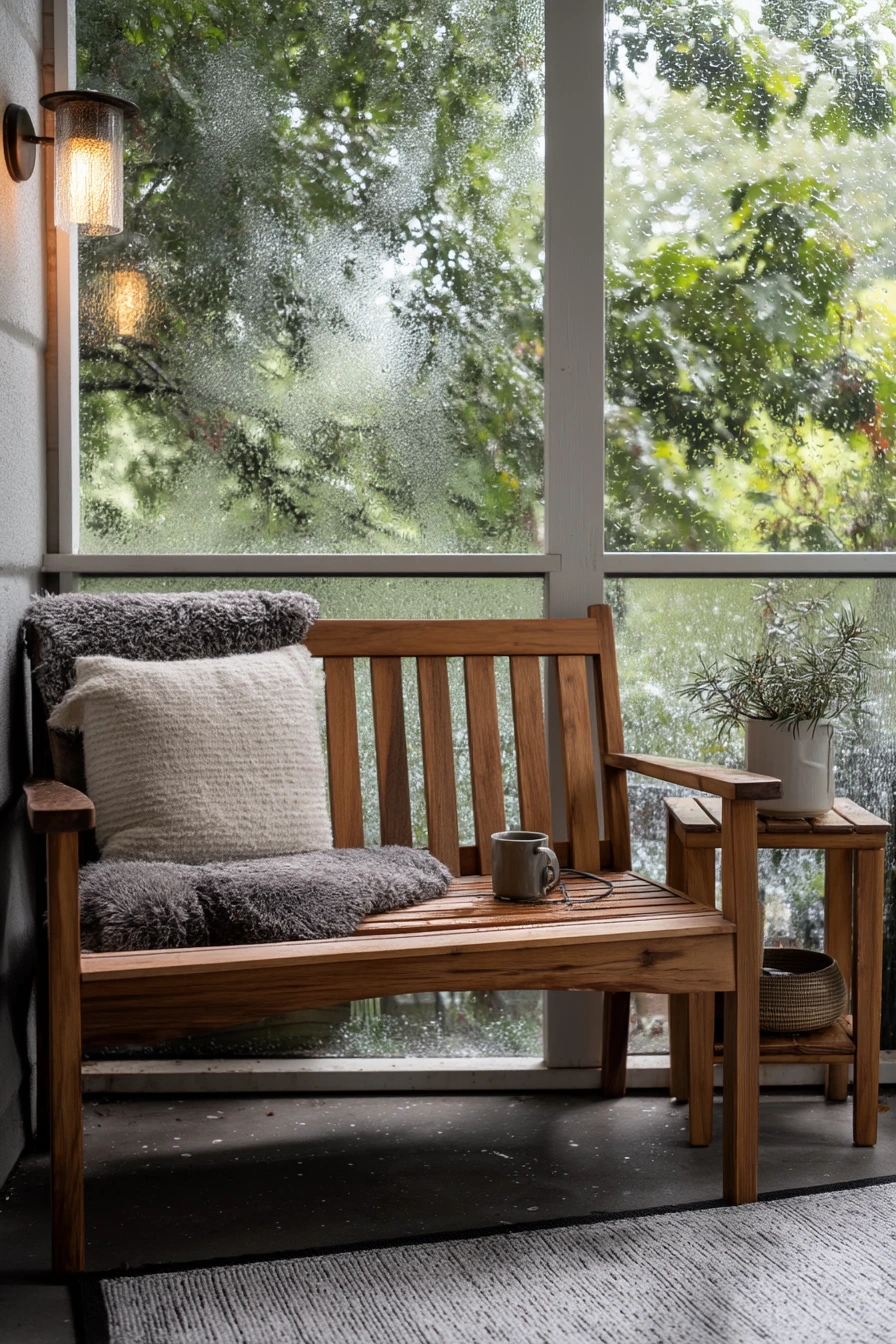 Rainy Day Bench on the Covered Patio