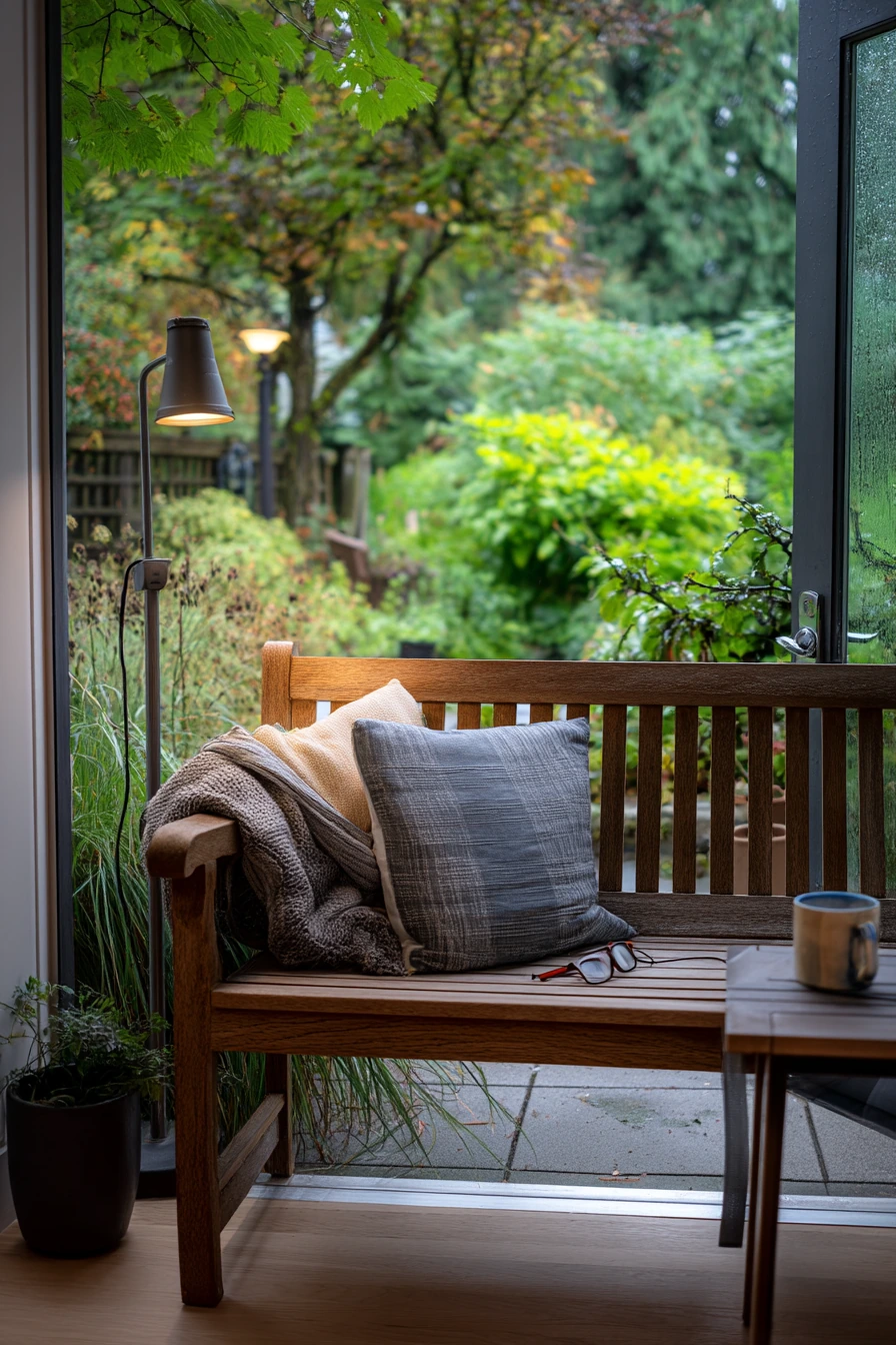 Rainy Day Bench on the Covered Patio