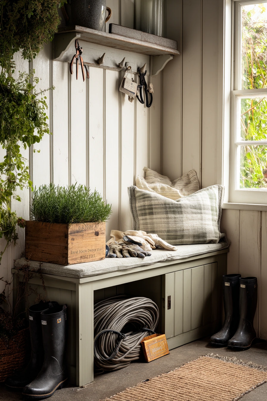 Bench with Storage for Garden Gear