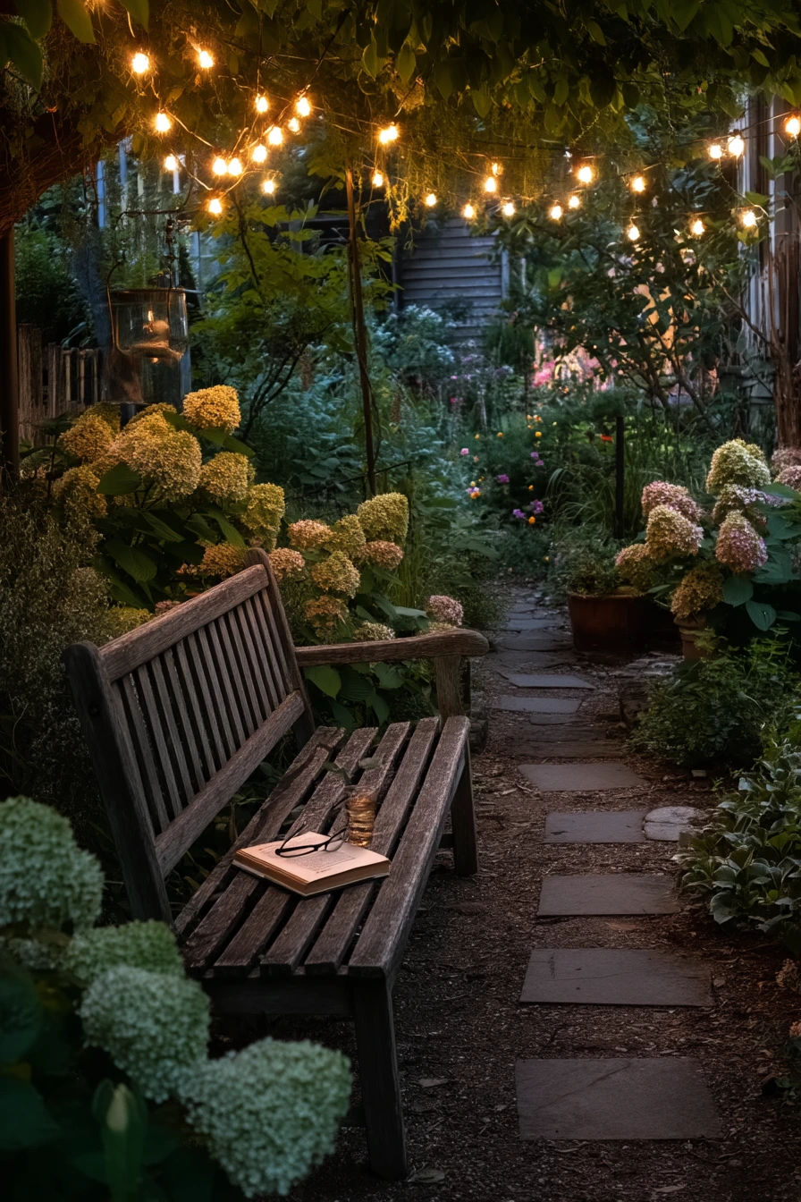 Evening Garden Bench for Quiet Reading