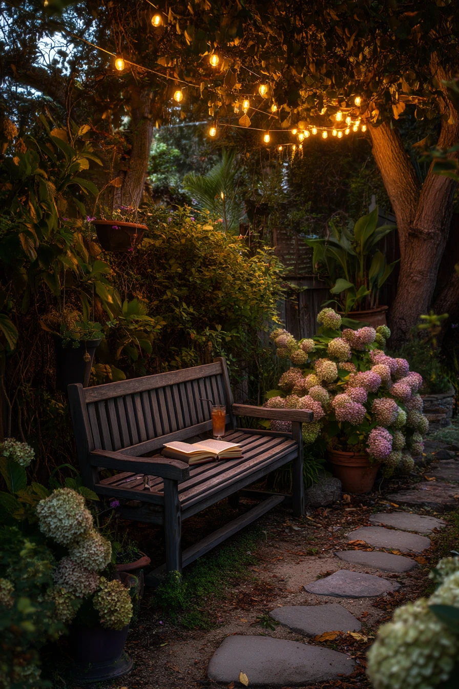 Evening Garden Bench for Quiet Reading