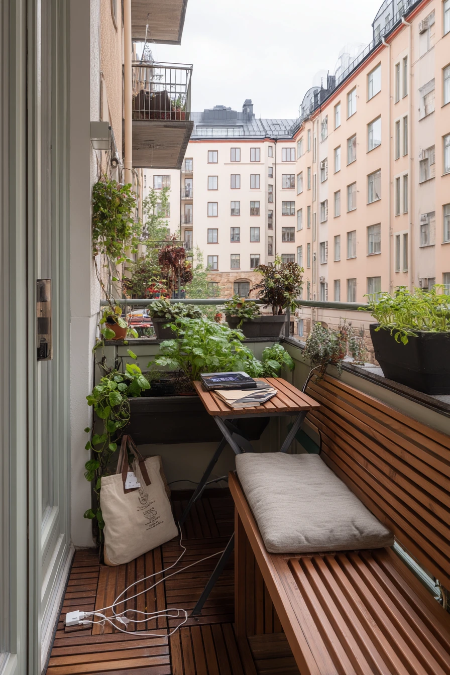 Small Balcony Bench with Storage