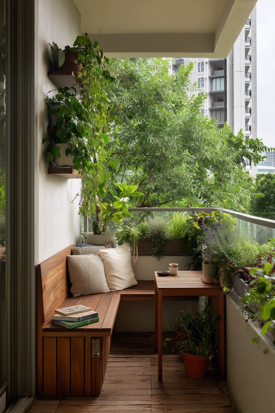 Small Balcony Bench with Storage