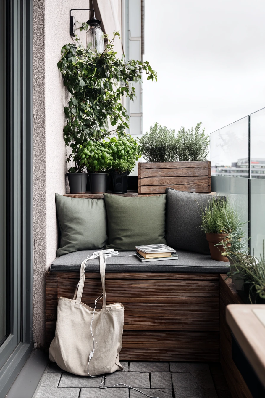 Small Balcony Bench with Storage