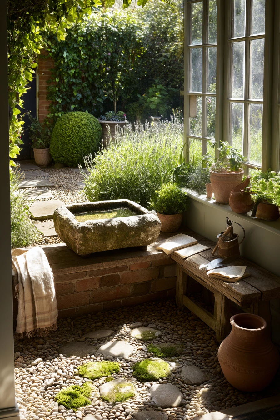 Cottage Garden Birdbath Nook