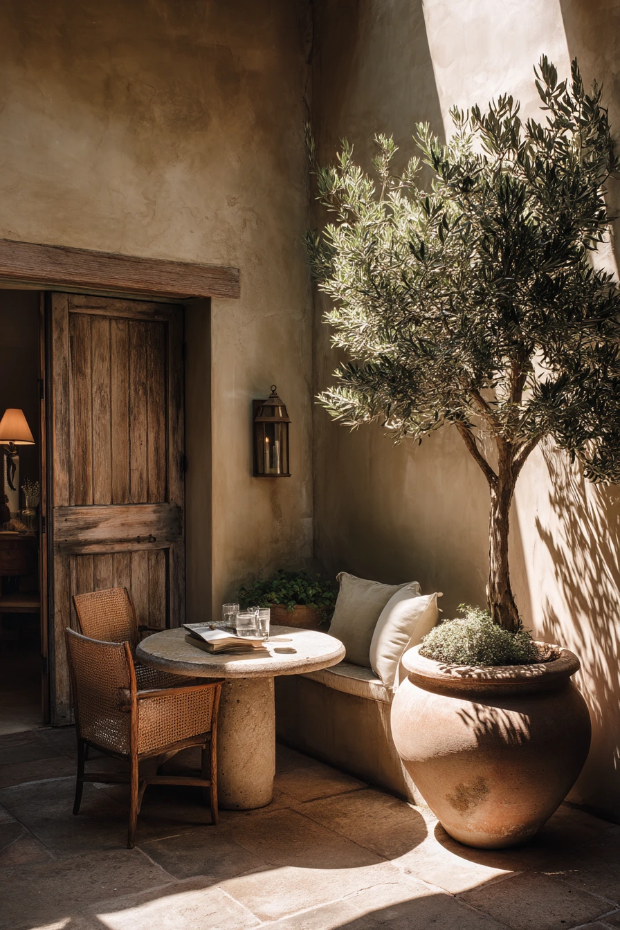 Mediterranean Olive Tree Courtyard
