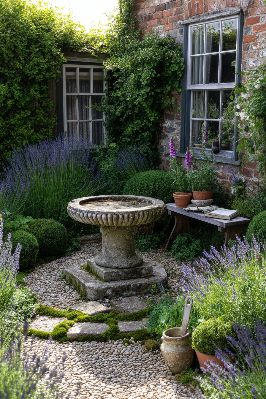 Cottage Garden Birdbath Nook